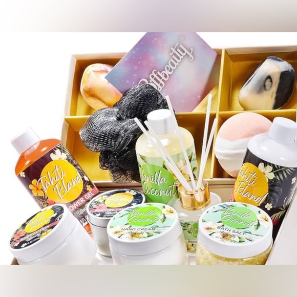 BFF BEAUTY Vanilla-Coconut 10 Pc Pampering Self Care Spa Gift Set w Storage Box. - Picture 2 of 6